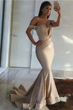 Off the Shoulder Mermaid Fashion Sexy Sweetheart Gold Floor-Length Prom Dresses RJS778