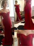 Off the Shoulder Red Floor-Length Real Made Slit Sweetheart Charming Prom Dresses uk XC15 Rjerdress