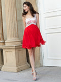 One Shoulder Hoco Dresses A Line Tulle & Chiffon With Beading Rjerdress