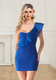 One Shoulder Homecoming Dress With Ruffles Rjerdress