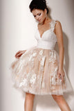 One Shoulder Homecoming Dresses Tulle With Applique And Ruffles Knee Length Rjerdress