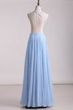 Open Back A Line Formal Dresses Chiffon With Applique And Beads Rjerdress