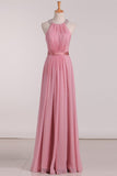 Open Back Bridesmaid Dresses A Line Scoop With Ruffles And Beads Rjerdress