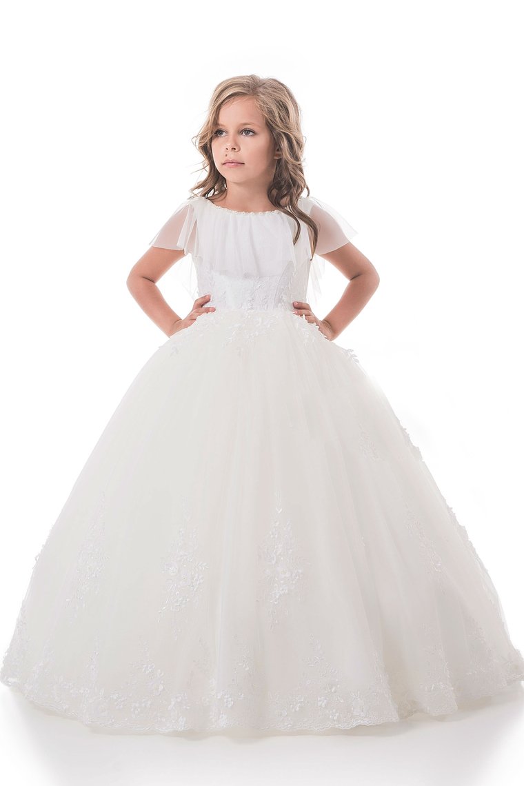 Amazon.com: Flower Girls Dresses Tulle Princess Pageant Dance Prom Dresses  Open Back Kids Ball Gowns with Bow-Knot: Clothing, Shoes & Jewelry