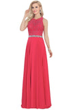 Party Back Scoop A Line Formal Dresses With Beading Chiffon Rjerdress