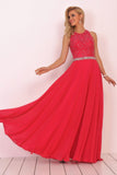 Party Back Scoop A Line Formal Dresses With Beading Chiffon Rjerdress
