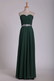 Party Dress Fitted & Pleated Bodice A Line Chiffon Beaded Floor Length