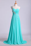 Party Dress One Shoulder Ruffled Bodice With Rhinestone Beaded Strap