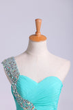 Party Dress One Shoulder Ruffled Bodice With Rhinestone Beaded Strap Rjerdress