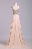 Party Dress Scoop A Line Floor Length Beaded Tulle Bodice With Chiffon Skirt Rjerdress
