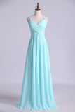 Party Dress Spaghetti Straps Chiffon A Line Ruffled Bodice With Criss Crossed Back Rjerdress