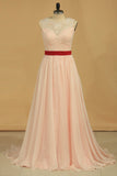 Party Dresses A Line Chiffon With Applique Sweep Train Rjerdress
