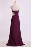 Party Dresses A Line Ruffled Bodice Beaded With Slit Floor Length