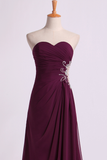 Party Dresses A Line Ruffled Bodice Beaded With Slit Floor Length Rjerdress
