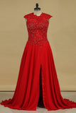 Party Dresses A Line Scoop Chiffon Sweep Train With Slit And Applique Open Back Rjerdress