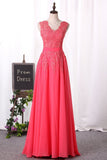 Party Dresses A Line Scoop Chiffon With Applique Floor Length