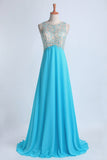 Party Dresses A Line Scoop Sweep/Brush Chiffon