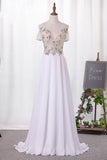 Party Dresses A Line Straps Beaded Bodice Chiffon Sweep Train Rjerdress