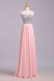 Party Dresses A-Line Sweetheart Chiffon Floor Length With Beading/Sequins Rjerdress