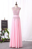Party Dresses Chiffon A Line Scoop With Applique Floor Length