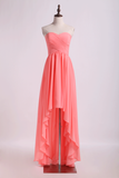 Party Dresses/High Low Skirt Sweetheart Fitted&Pleated Bodice Chiffon