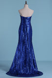 Party Dresses Mermaid Sweetheart Sequins With Beads And Slit Rjerdress