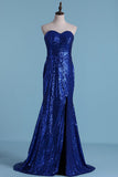 Party Dresses Mermaid Sweetheart Sequins With Beads And Slit