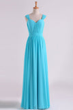 Party  Dresses Off The Shoulder A Line Chiffon Floor Length With Ruffles Rjerdress