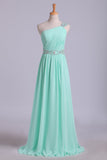 Party Dresses One Shoulder A-Line Chiffon With Beading&Sequins Floor Length Rjerdress