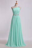 Party Dresses One Shoulder A-Line Chiffon With Beading&Sequins Floor Length