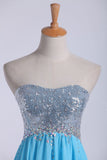 Party Dresses Scalloped Neckline Sequined Bodice Beaded Waistline With Shirring Chiffon Skirt Rjerdress