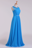 Party Dresses Scoop A Line Chiffon Beaded Floor Length Rjerdress
