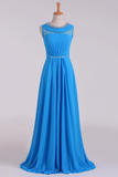 Party Dresses Scoop A Line Chiffon Beaded Floor Length Rjerdress