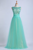 Party Dresses Scoop Floor Length Tulle With Beadings