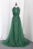 Party Dresses Scoop Lace & Tulle With Applique Mermaid Sweep Train Rjerdress