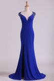 Party Dresses Sheath Straps Spandex With Applique Open Back Rjerdress