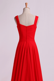 Party Dresses Straps A Line Chiffon With Ruffles&Sash Floor-Length Rjerdress