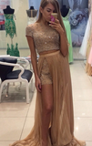 Pd12223 Charming Prom Dress O-Neck Prom Dress A-Line Chiffon Noble Two Pieces Prom Dresses uk Rjerdress
