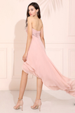 Pink High Low Sweetheart A Line Pleated Bodice Flowing Chiffon Prom Dress Rjerdress