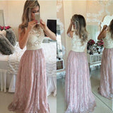 Pink Prom Gowns Lace Evening Dresses Beading Long Beautiful Pink Formal Dress RJS754 Rjerdress