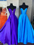 Plus Size A-Line Satin Strapless Prom Dress with Slit Rjerdress