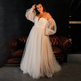 Plus Size A-Line Sweetheart Puff Sleeves Ruched Backless Bohemian Beach Wedding Dress Bridal Gown