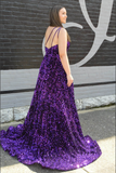 Plus Size A-Line Velvet Sequins Ruffles One Shoulder Sleeveless Prom Dresses Rjerdress