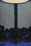 Plus Size Asymmetrical Bateau Party Dresses Taffeta With Applique And Sash Sweep Train Dark Royal Blue Rjerdress