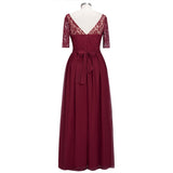 Plus Size Lace Chiffon With Half Sleeves Elegant Long Ball Evening  Dress Rjerdress