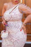 Plus Size Mermaid Sequins One Shoulder Elegant Prom Maxi Dress Rjerdress