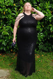 Plus Size Mermaid Sleeveless Sequin Long Prom Evening Dresses Rjerdress