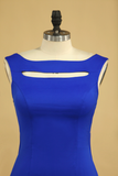Plus Size Party Dresses Square Neckline Sweep Train With Bow-Knot Dark Royal Blue Rjerdress