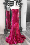 Plus Size Sequin Feather Strapless Mermaid Long Prom Dress with Slit Rjerdress