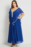 Polyester Plus Size V Neck A Line Ankle Length Mother Of The Bride Dresses Rjerdress